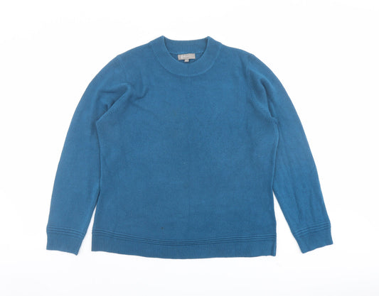 First Avenue Womens Blue Round Neck Acrylic Pullover Jumper Size L