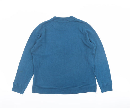 First Avenue Womens Blue Round Neck Acrylic Pullover Jumper Size L