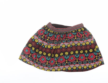 DP... am Girls Multicoloured Floral Cotton Flare Skirt Size 10 Years Regular Zip