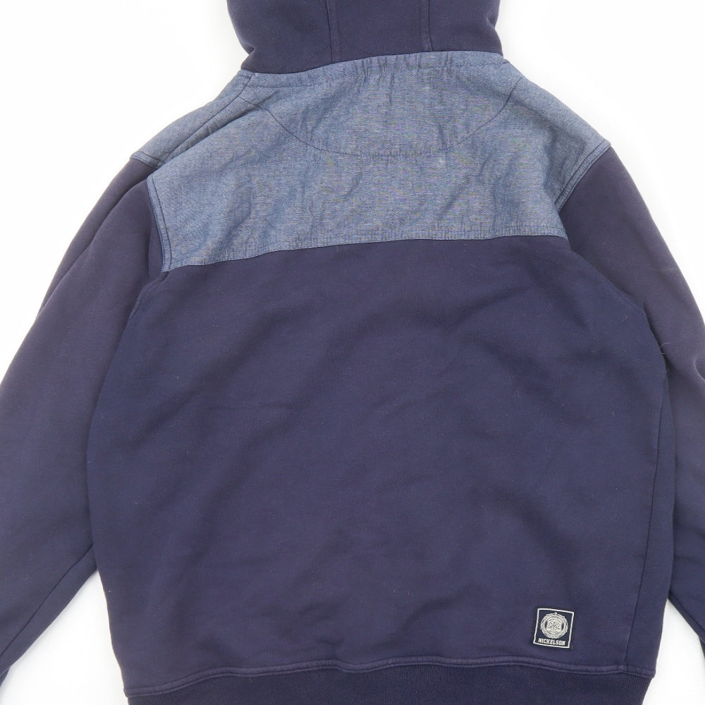 Nickelson Boys Blue Cotton Cardigan Hoodie Size 13-14 Years Snap