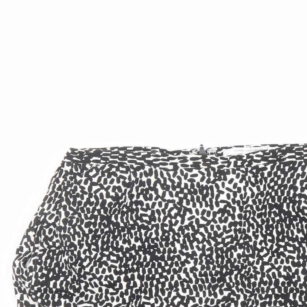 Diane von Furstenberg Womens Black Geometric Cotton Bandage Skirt Size 8 Zip