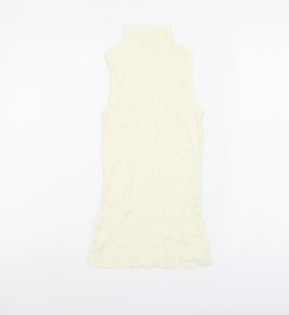 River Island Womens Ivory Viscose Basic Tank Size 6 High Neck