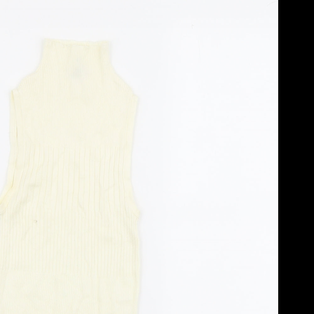 River Island Womens Ivory Viscose Basic Tank Size 6 High Neck