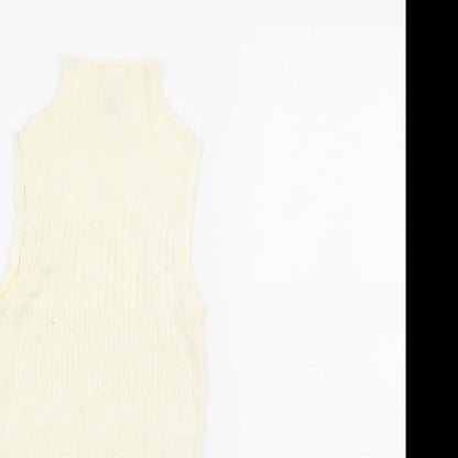 River Island Womens Ivory Viscose Basic Tank Size 6 High Neck