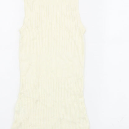 River Island Womens Ivory Viscose Basic Tank Size 6 High Neck