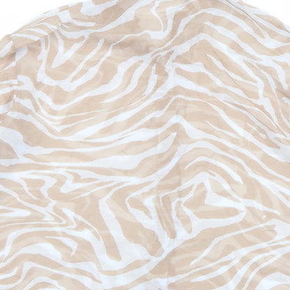 Bershka Womens Beige Animal Print Polyester Basic Button-Up Size M Collared - Tiger Print