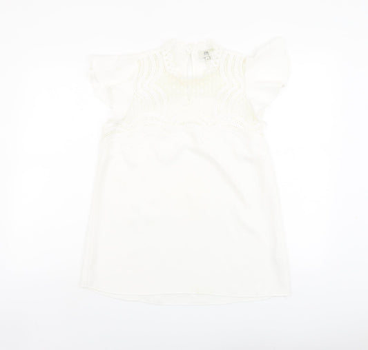 Womens UK Size 10 River Island Ivory Basic Blouse