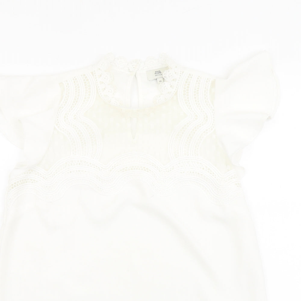 Womens UK Size 10 River Island Ivory Basic Blouse