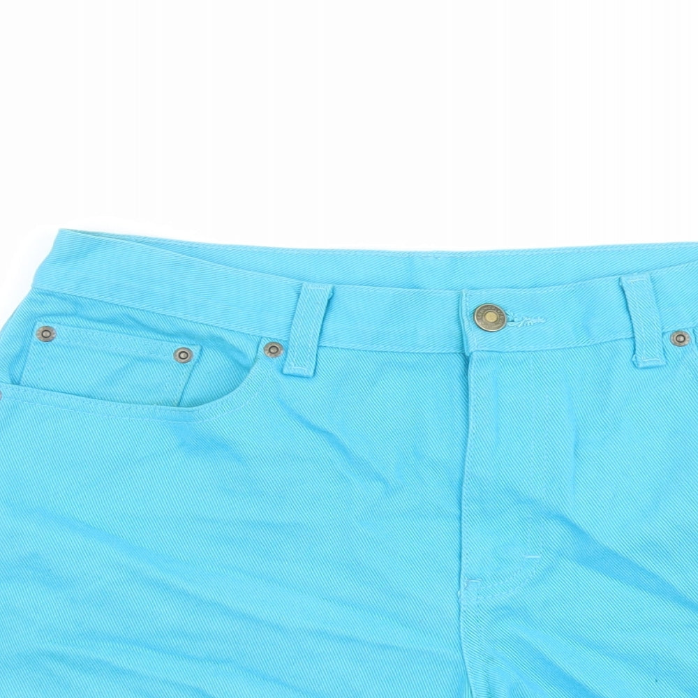 Jeanology Womens Blue Cotton Boyfriend Shorts Size 10 L4 in Regular Button - Raw Hem