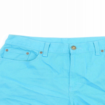 Jeanology Womens Blue Cotton Boyfriend Shorts Size 10 L4 in Regular Button - Raw Hem