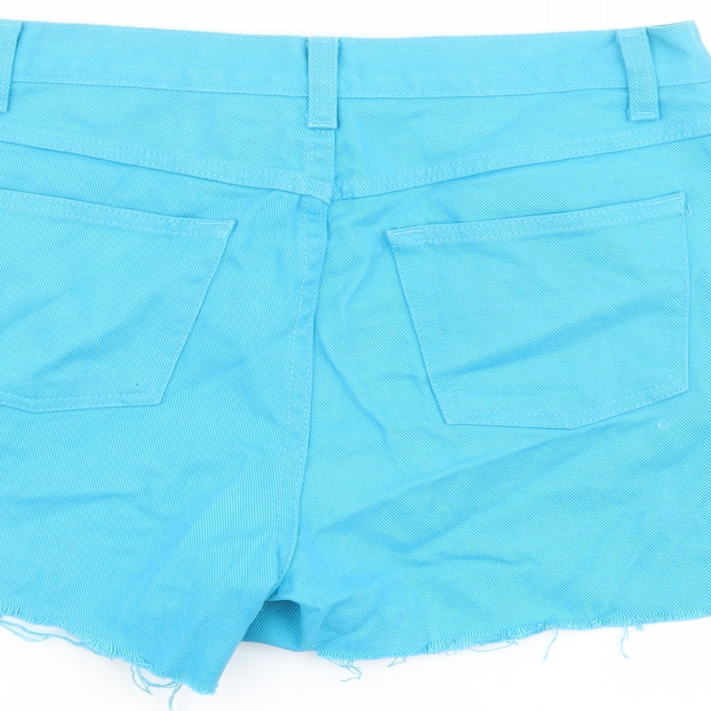Jeanology Womens Blue Cotton Boyfriend Shorts Size 10 L4 in Regular Button - Raw Hem