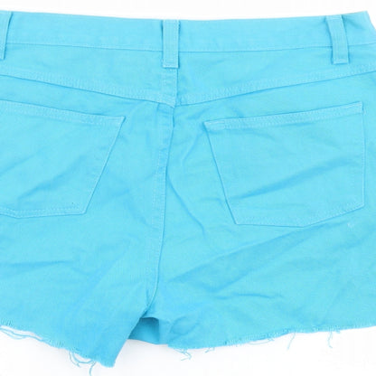 Jeanology Womens Blue Cotton Boyfriend Shorts Size 10 L4 in Regular Button - Raw Hem