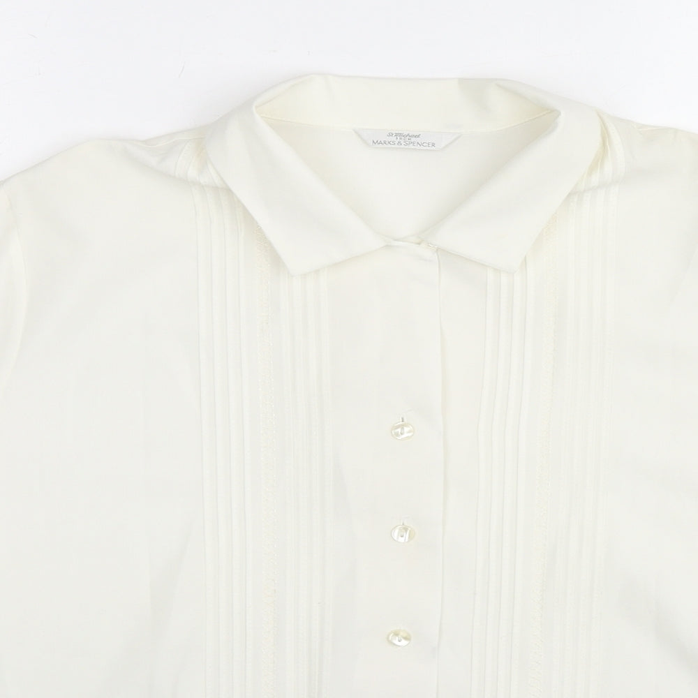 Womens UK Size 16 St Michael White Basic Button-Up