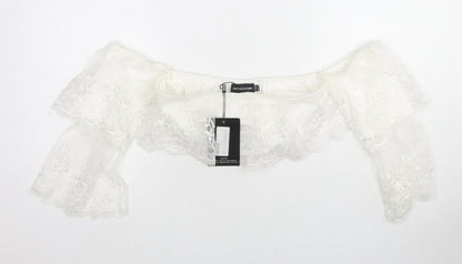 Womens UK Size 8 PRETTYLITTLETHING White Cropped Blouse