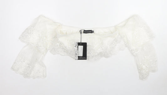 Womens UK Size 8 PRETTYLITTLETHING White Cropped Blouse