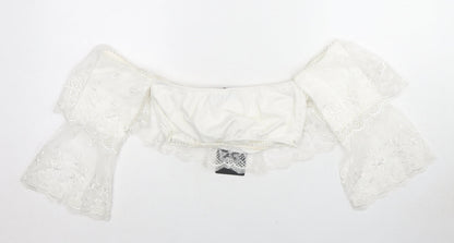 Womens UK Size 8 PRETTYLITTLETHING White Cropped Blouse
