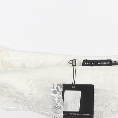 Womens UK Size 8 PRETTYLITTLETHING White Cropped Blouse