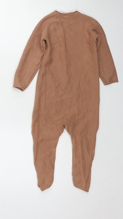 H&M Boys Brown Cotton Babygrow One-Piece Size 24 Months Button