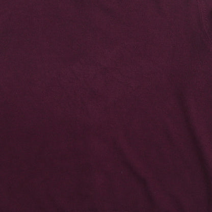 Classic Womens Purple Round Neck Acrylic Cardigan Jumper Size 12