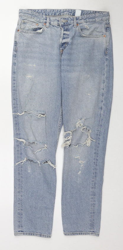 Womens UK Size 28 in H&M Regular Fit Straight Blue Jeans