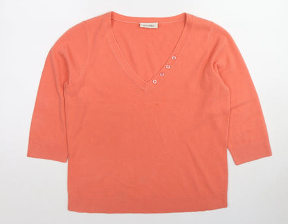 BHS Womens Pink V-Neck Acrylic Pullover Jumper Size 14