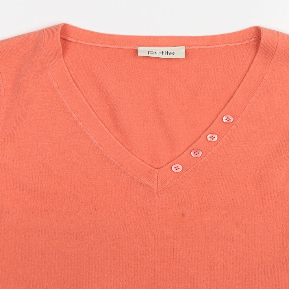 BHS Womens Pink V-Neck Acrylic Pullover Jumper Size 14