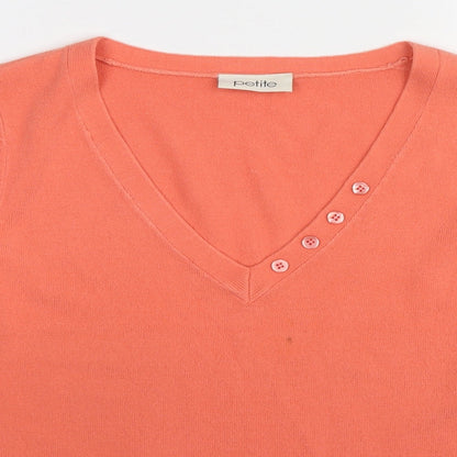 BHS Womens Pink V-Neck Acrylic Pullover Jumper Size 14