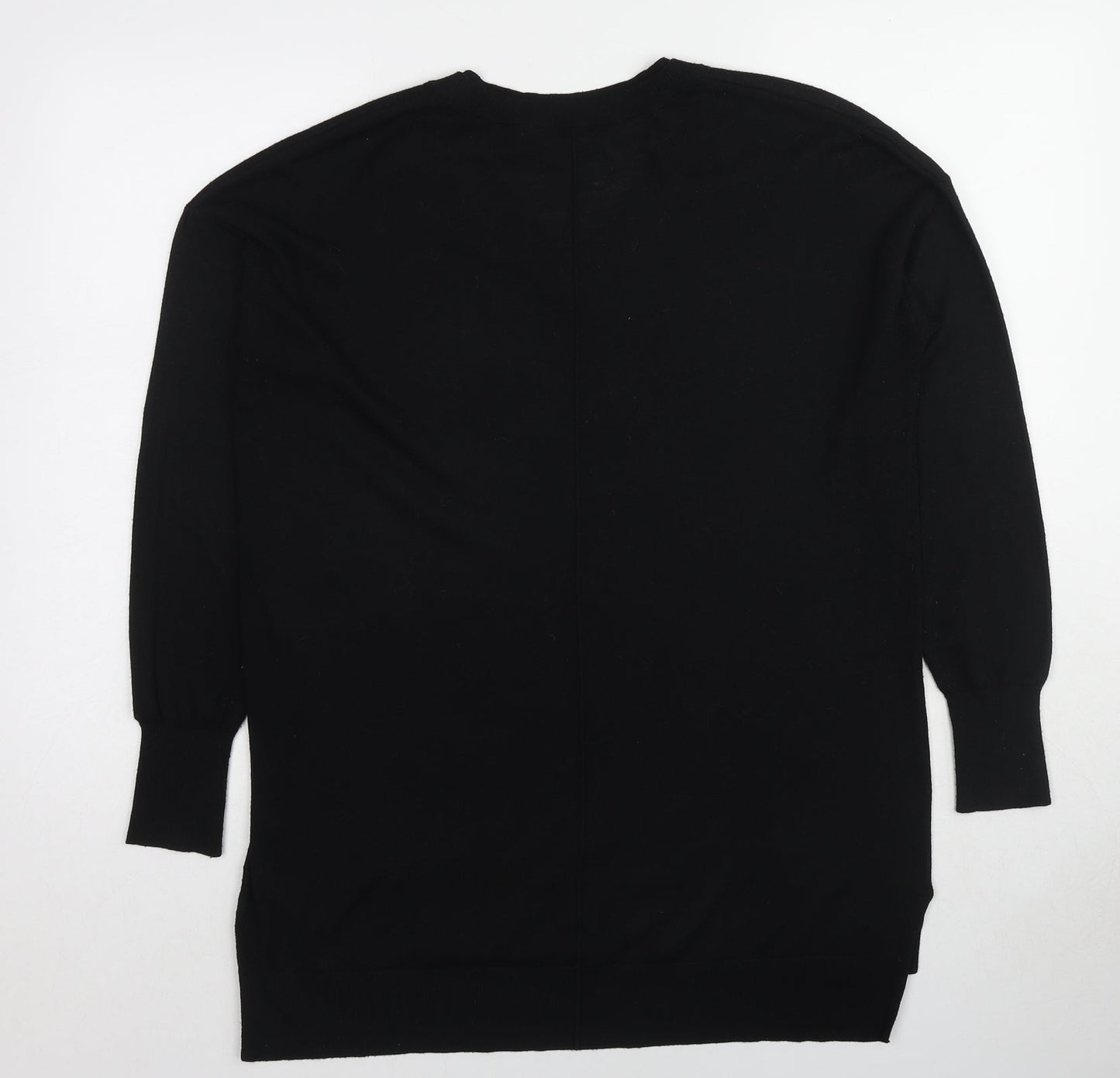 Claire Langford Womens Black Round Neck Acrylic Pullover Jumper Size L