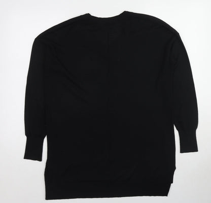 Claire Langford Womens Black Round Neck Acrylic Pullover Jumper Size L