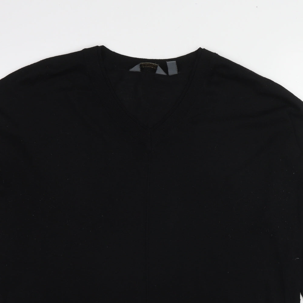 Claire Langford Womens Black Round Neck Acrylic Pullover Jumper Size L