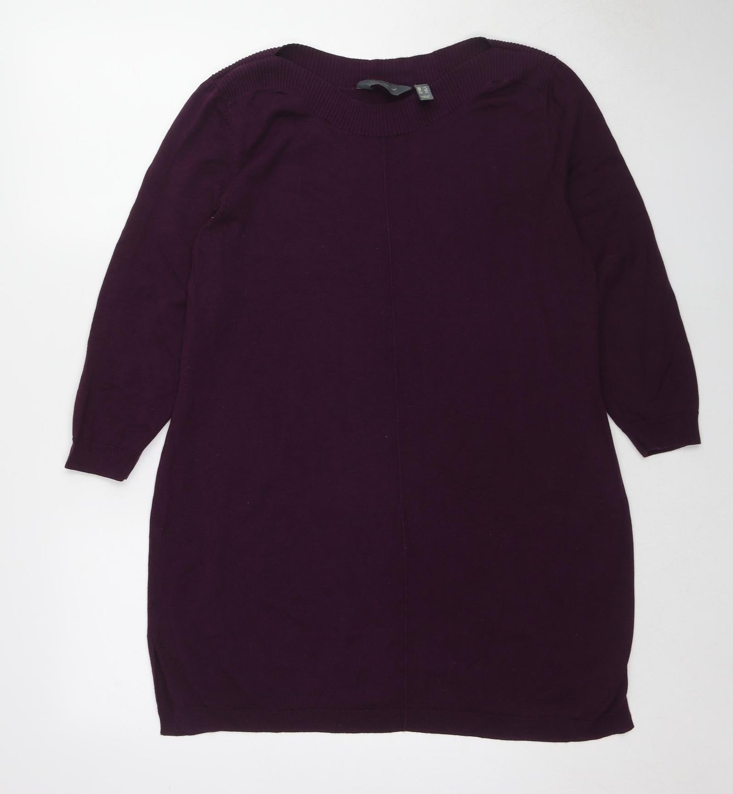 Claire Langford Womens Purple Round Neck Cotton Pullover Jumper Size XL