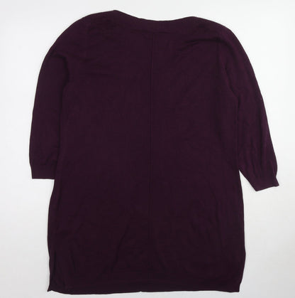 Claire Langford Womens Purple Round Neck Cotton Pullover Jumper Size XL
