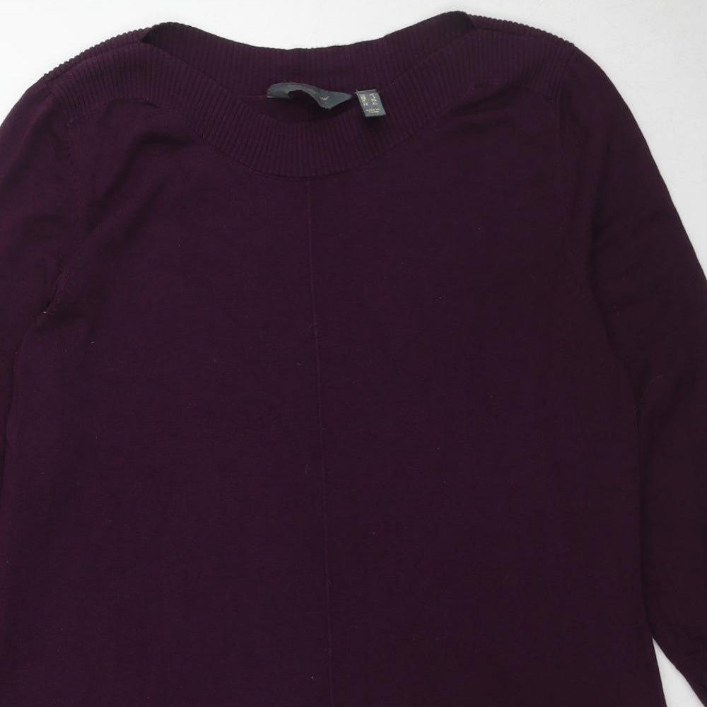 Claire Langford Womens Purple Round Neck Cotton Pullover Jumper Size XL