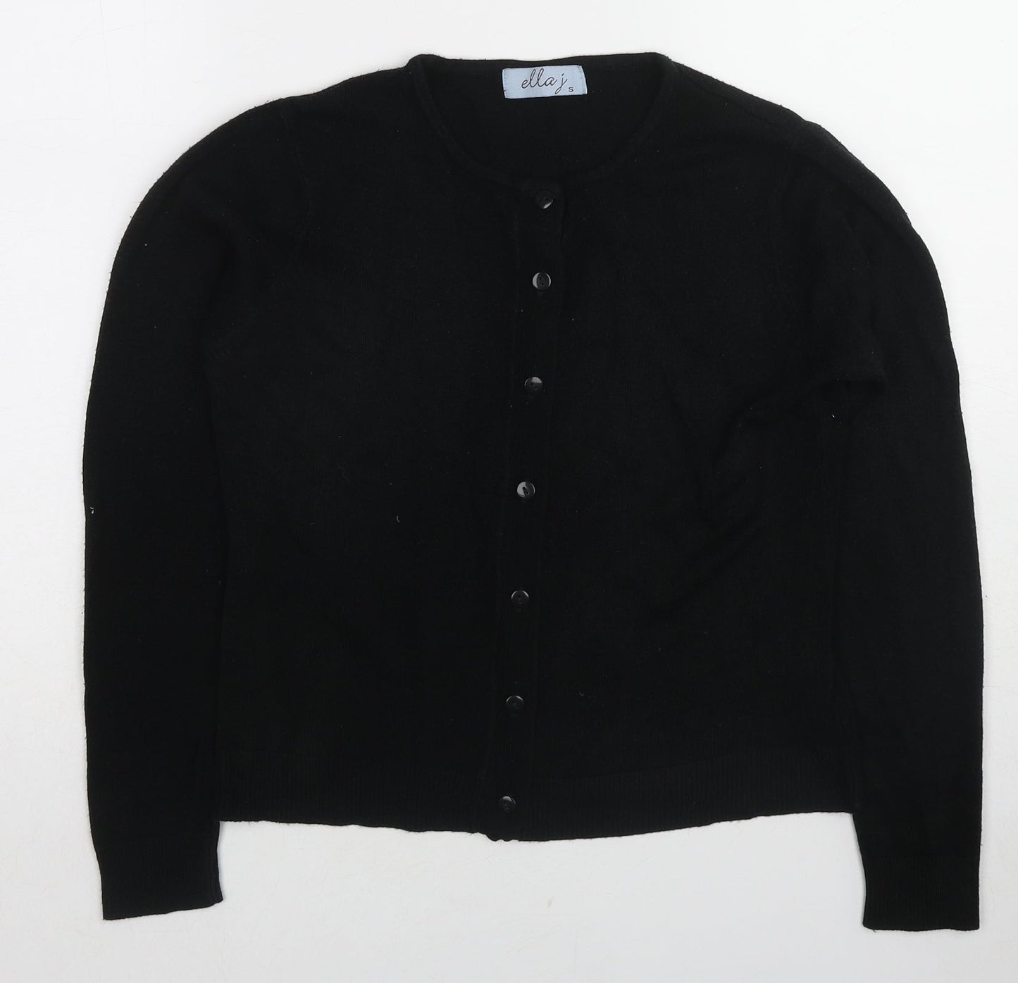 Ella J. Womens Black Round Neck Polyester Cardigan Jumper Size S