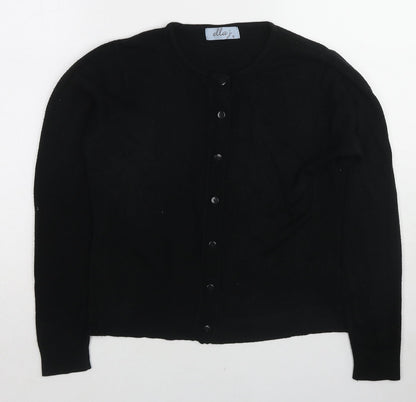Ella J. Womens Black Round Neck Polyester Cardigan Jumper Size S