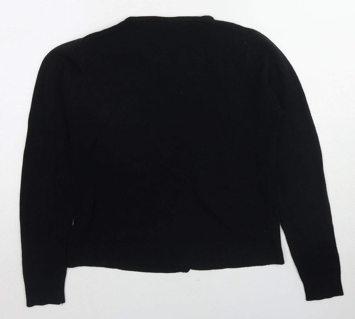 Ella J. Womens Black Round Neck Polyester Cardigan Jumper Size S