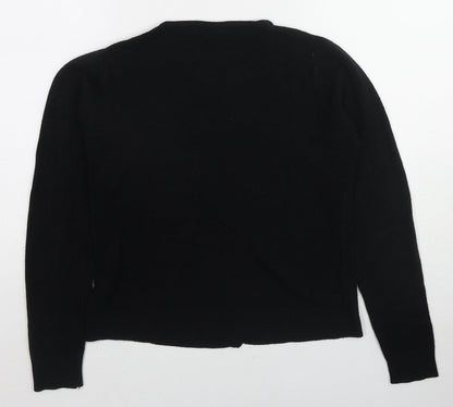 Ella J. Womens Black Round Neck Polyester Cardigan Jumper Size S