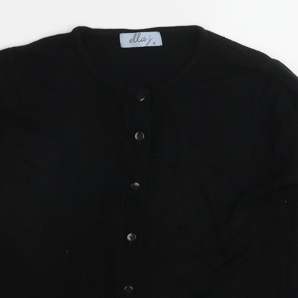 Ella J. Womens Black Round Neck Polyester Cardigan Jumper Size S