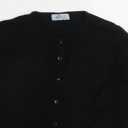 Ella J. Womens Black Round Neck Polyester Cardigan Jumper Size S