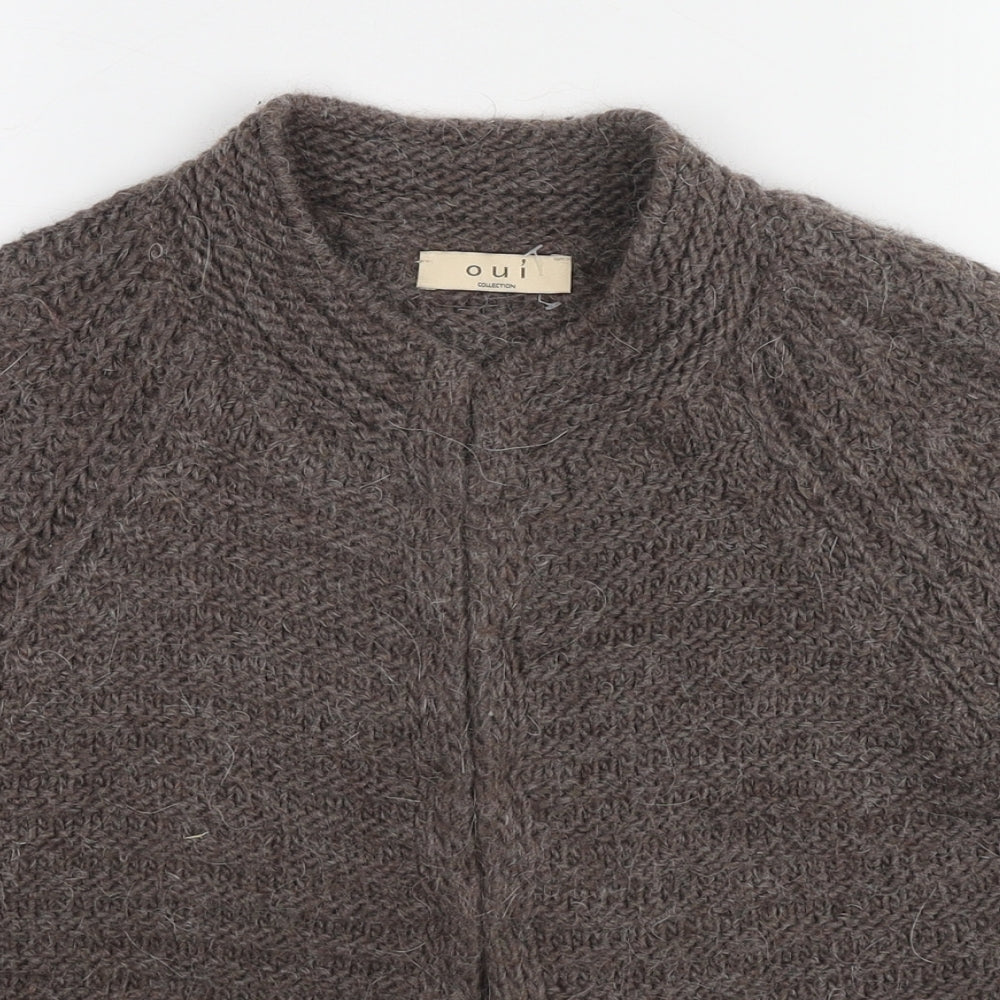 Womens UK Size 14 Oui Brown Cardigan Jumper