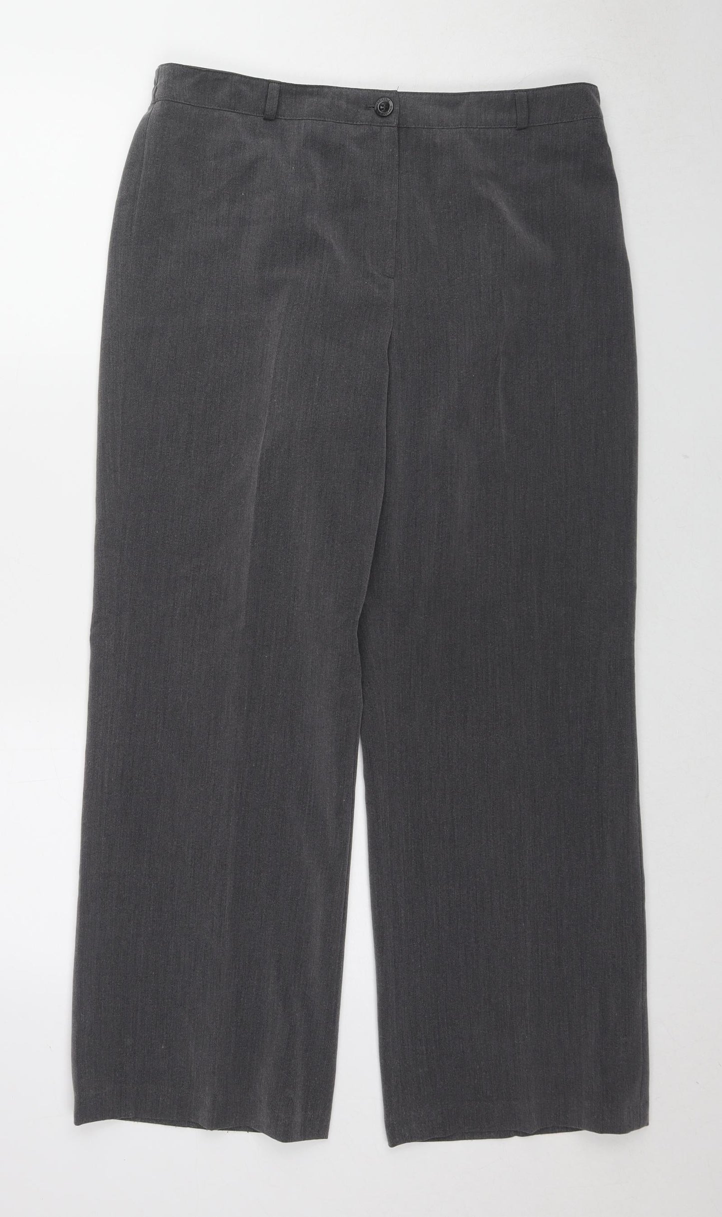 Maine Womens Grey Polyester Trousers Size 14 L27 in Regular Zip