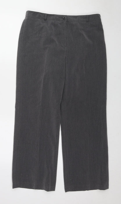 Maine Womens Grey Polyester Trousers Size 14 L27 in Regular Zip