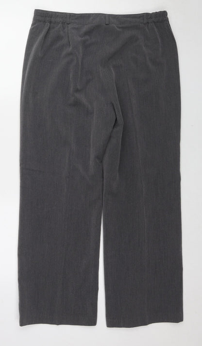 Maine Womens Grey Polyester Trousers Size 14 L27 in Regular Zip