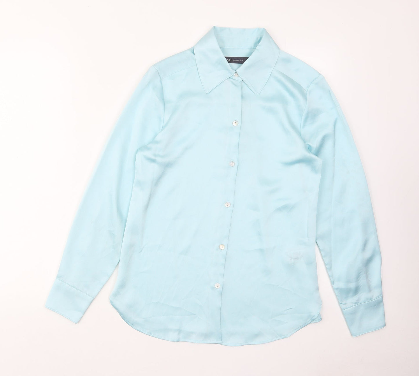 Womens UK Size 6 Marks and Spencer Blue Basic Button-Up