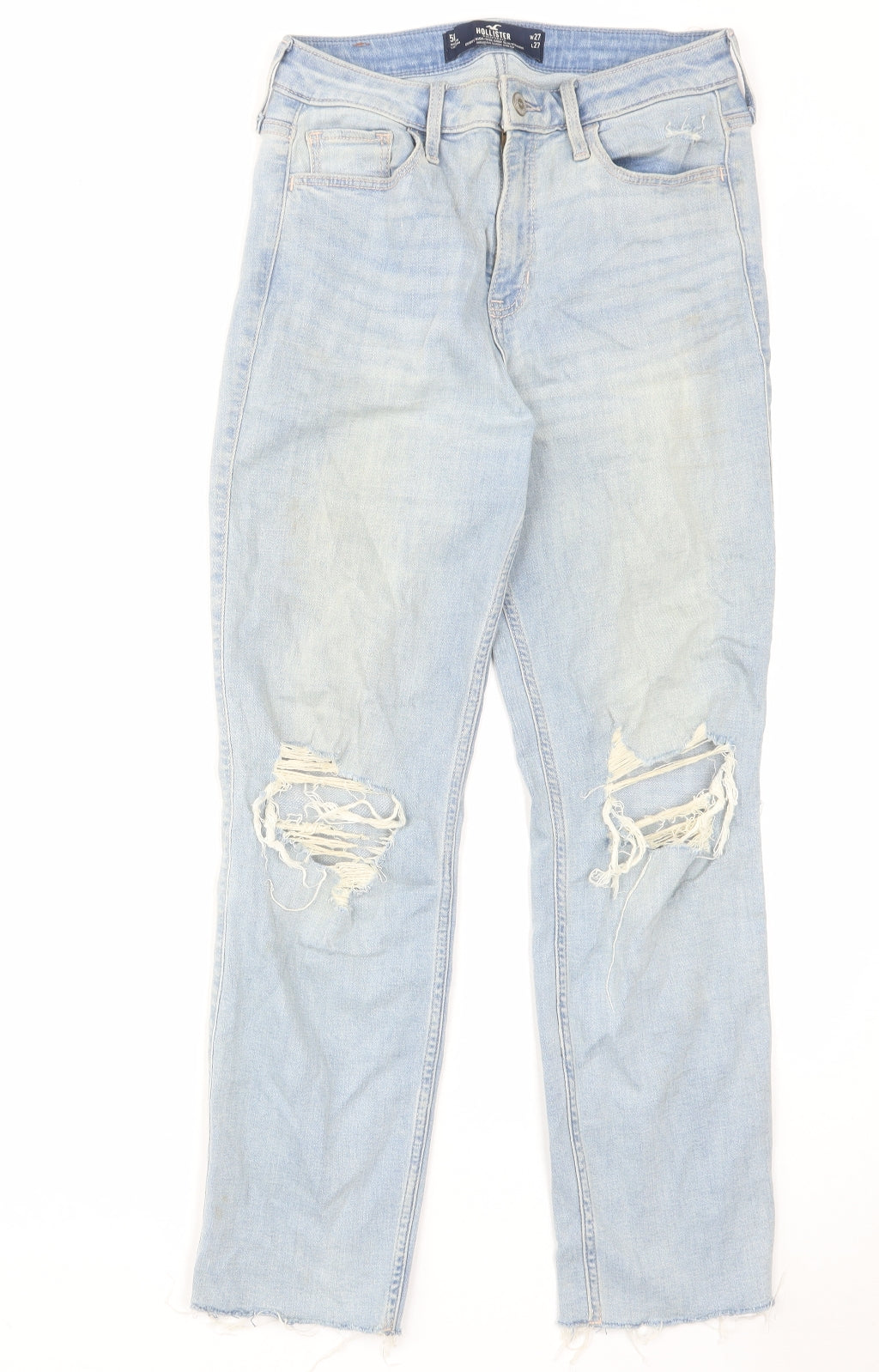 Hollister Womens Blue Cotton Straight Jeans Size 27 in L27 in Regular Zip