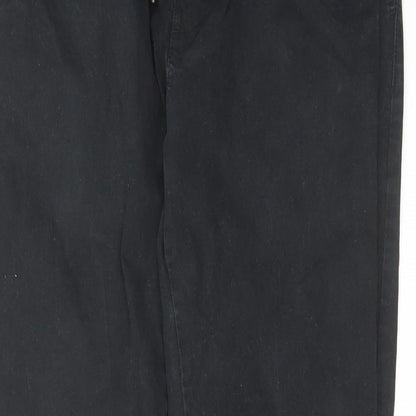 Marks and Spencer Mens Black Cotton Straight Jeans Size 32 in L31 in Regular Drawstring
