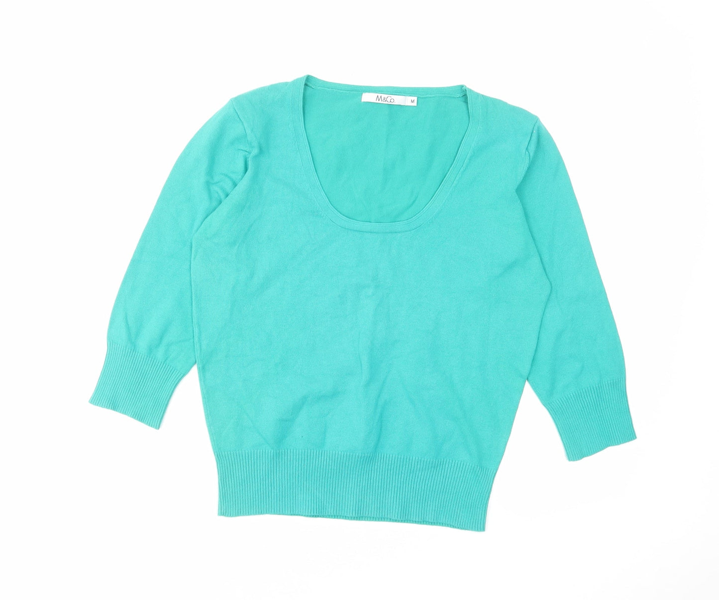 Womens UK Size M M&Co Green Pullover Jumper