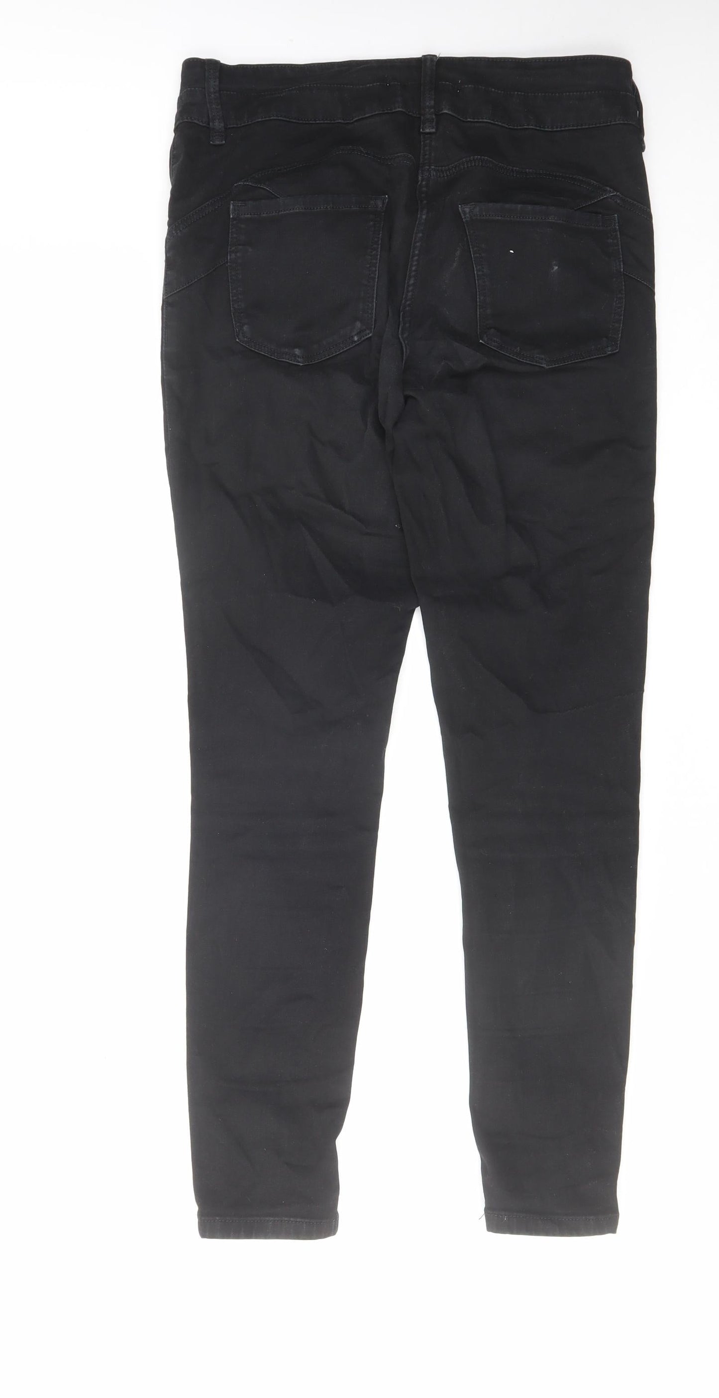 NEXT Womens Black Cotton Skinny Jeans Size 12 L29 in Slim Zip