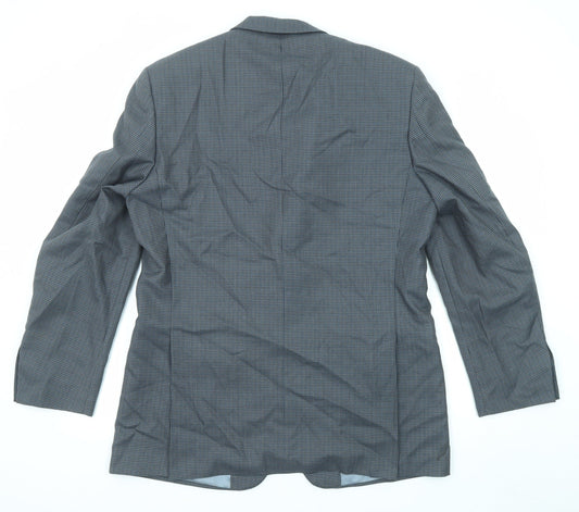 Wellington Mens Grey Geometric Polyester Jacket Suit Jacket Size 42 Regular