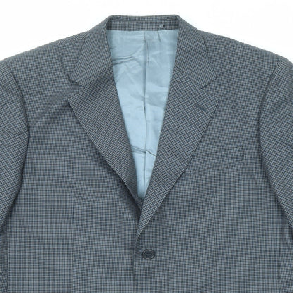 Wellington Mens Grey Geometric Polyester Jacket Suit Jacket Size 42 Regular